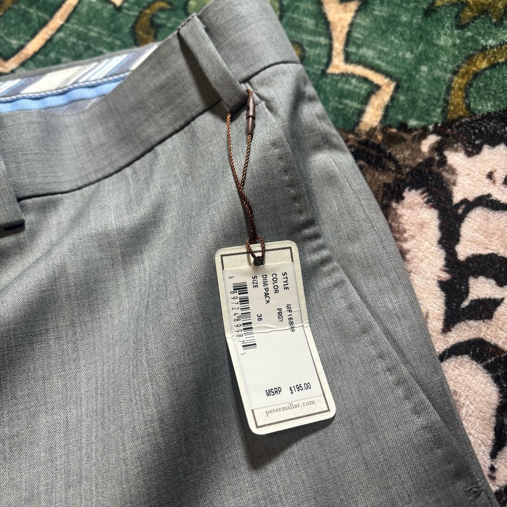 Peter Millar Wool Dress Pants 5 Pocket Trousers Gray Straight Fit 36x36 $195 NWT - Picture 6 of 8